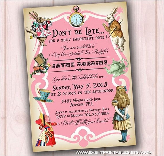Alice and Wonderland Baby Shower Invitations Alice In Wonderland Invitation Bridal Shower Baby Shower