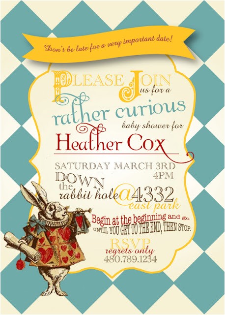 Alice and Wonderland Baby Shower Invitations Ink D Life On Paper Baby Shower Invites Alice In