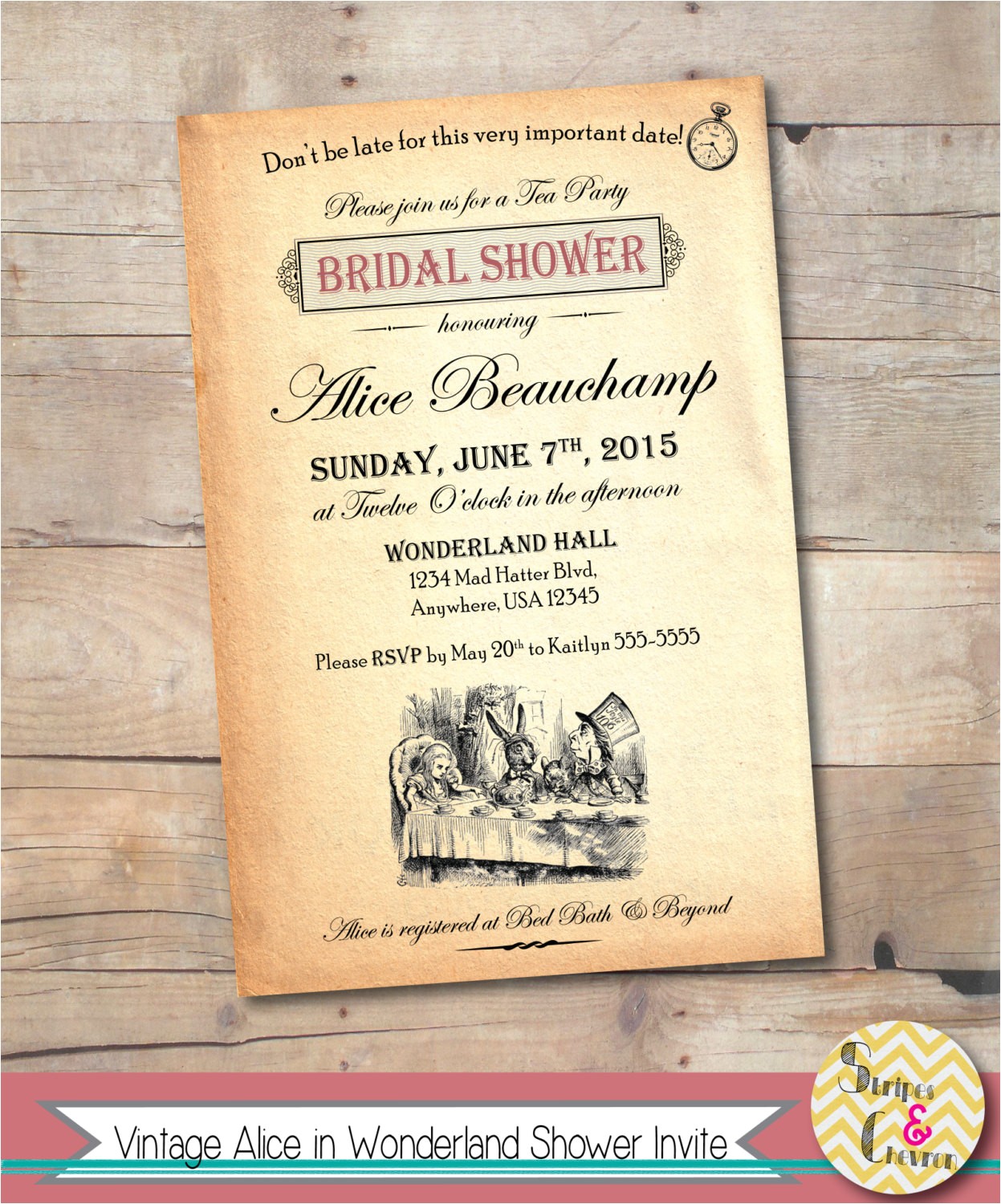 Alice In Wonderland Bridal Shower Invitation Template Alice In Wonderland Bridal Shower Invitation Vintage Mad