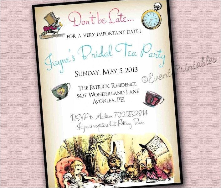 Alice In Wonderland Bridal Shower Invitation Template Bridal Shower Invitations Free Alice In Wonderland Bridal