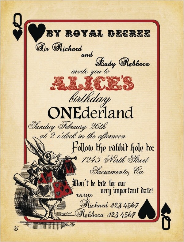 Alice In Wonderland Bridal Shower Invitation Template Free Printable Alice In Wonderland Birthday Invitations