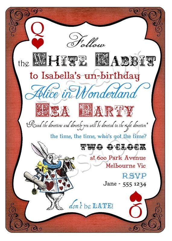 Alice In Wonderland Tea Party Invitation Ideas Alice In Wonderland Birthday Party Invitation Instant