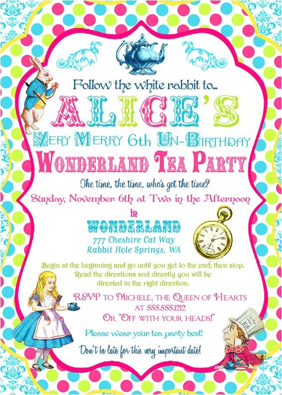 Alice In Wonderland Tea Party Invitation Ideas Alice In Wonderland Invitation Birthday Tea Party