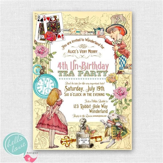 Alice In Wonderland Tea Party Invitation Ideas Alice In Wonderland Printable Birthday Invitation