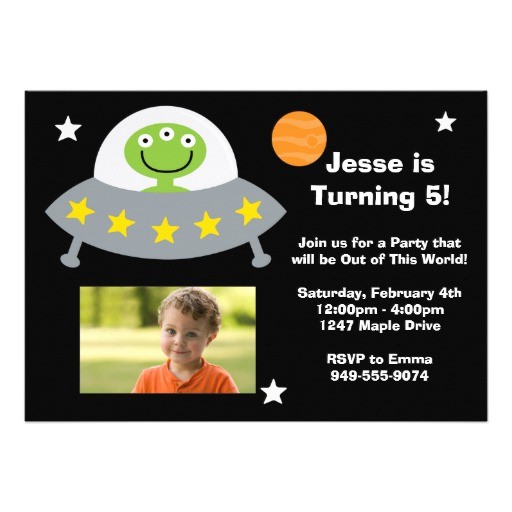 Alien Birthday Invitations Alien Birthday Party Invitation 5" X 7" Invitation Card