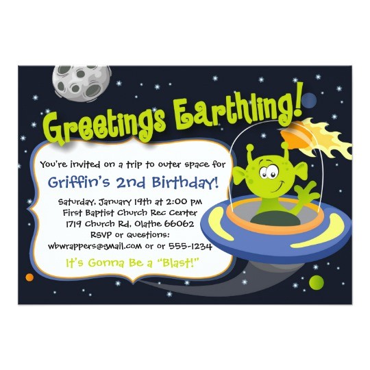 Alien Birthday Invitations Space Alien Party Invitation Outer Space Planets