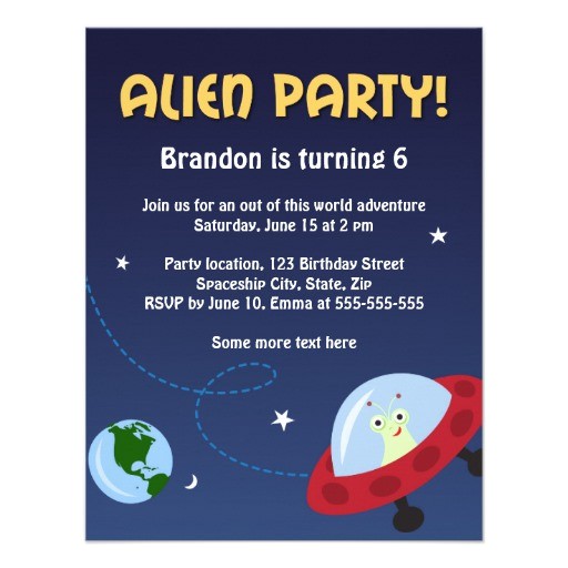 Alien Birthday Party Invitations Alien Party Invitation for Kids Birthday Parties Zazzle