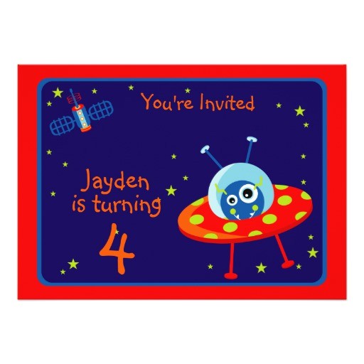 Alien Birthday Party Invitations Alien Spaceship Birthday Party Invitation Zazzle