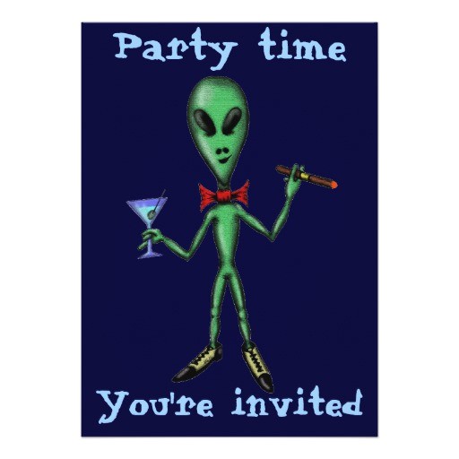 Alien Birthday Party Invitations Funny Cool Alien Party Invitation Card Design Zazzle