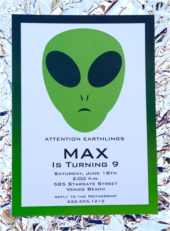 Alien Birthday Party Invitations Items Similar to Alien Birthday Party Invitation Alien