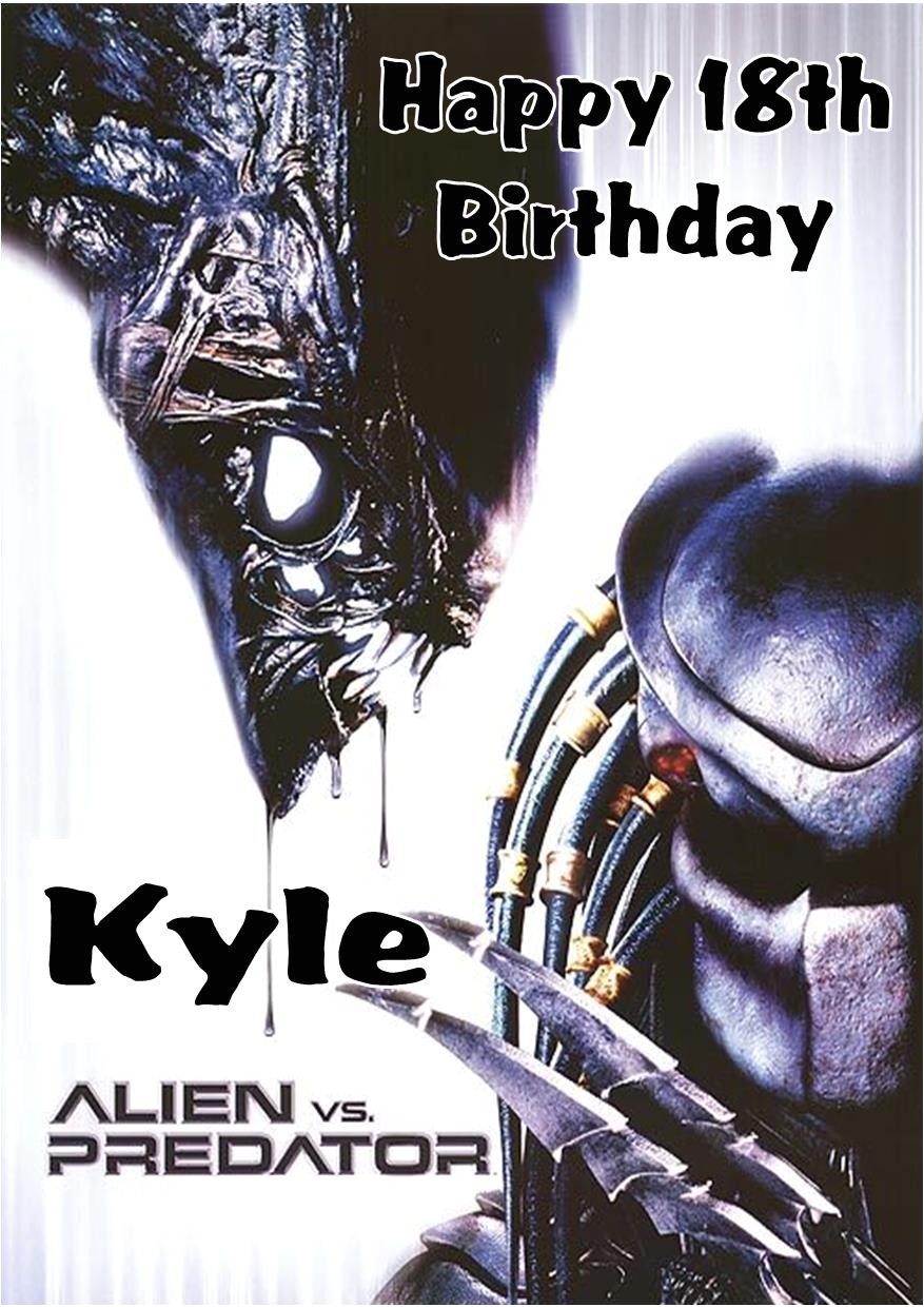 Alien Vs Predator Birthday Invitations Personalised Alien Vs Predator Birthday Card