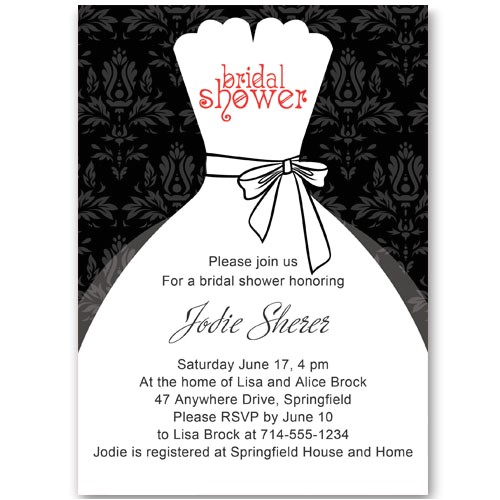 All White Bridal Shower Invitations Black and White Inexpensive Wedding Dress Bridal Shower