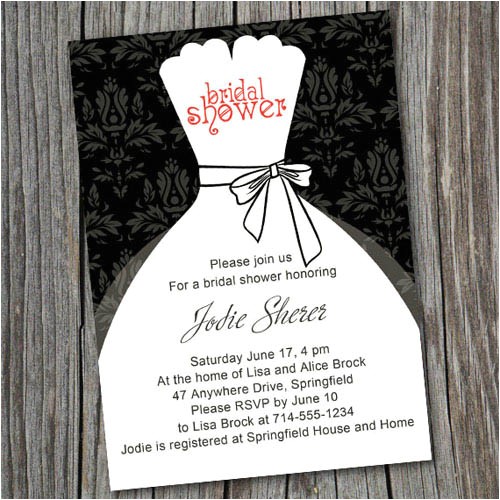 All White Bridal Shower Invitations Black and White Inexpensive Wedding Dress Bridal Shower