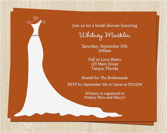 All White Bridal Shower Invitations Fall Bridal Shower Invitations White Wedding Dress Set Of 10