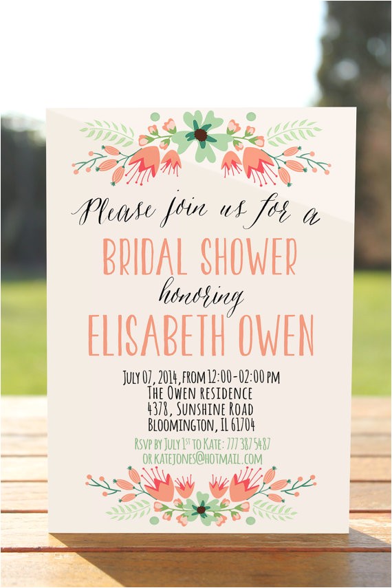 All White Bridal Shower Invitations Rustic Bridal Shower Invitation Floral Bridal Shower Invite