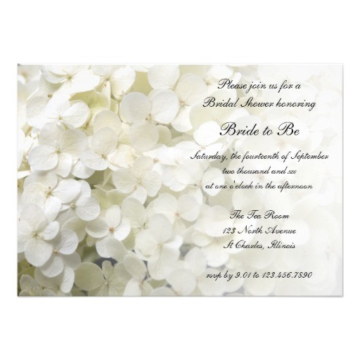 All White Bridal Shower Invitations White Hydrangea Bridal Shower Invitation 5" X 7