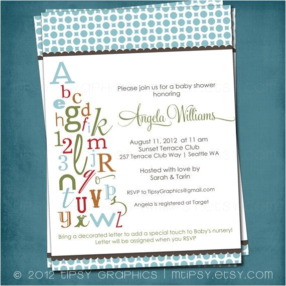 Alphabet Baby Shower Invitations 10 Best Alphabet Bridal Shower Images On Pinterest