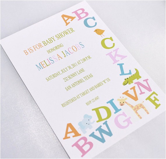 Alphabet Baby Shower Invitations Alphabet Baby Shower Invitations