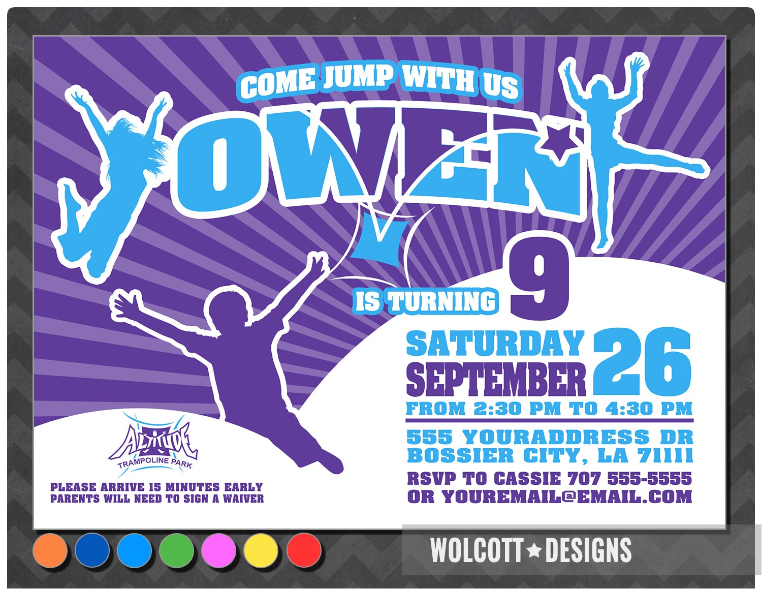 Altitude Trampoline Park Birthday Party Invitations Altitude Trampoline Park Trampoline Party Invitation Bounce