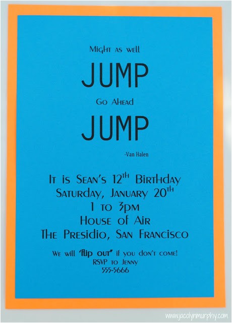 Altitude Trampoline Park Birthday Party Invitations Jac O 39 Lyn Murphy Jump