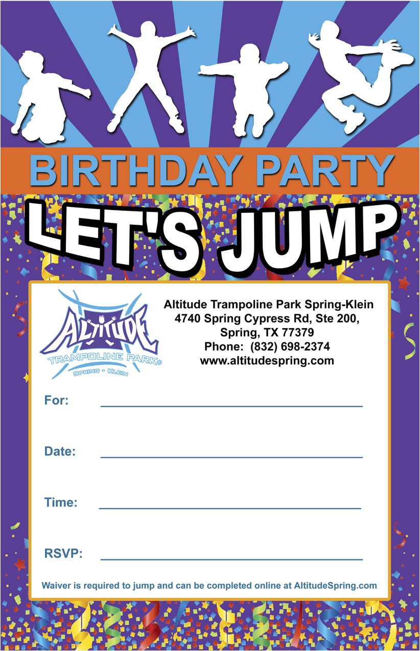Altitude Trampoline Park Birthday Party Invitations Jumper Birthday Party Invitation Images Invitation