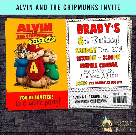 Alvin and the Chipmunks Birthday Invitation Template 17 Best Images About Alvin Party On Pinterest