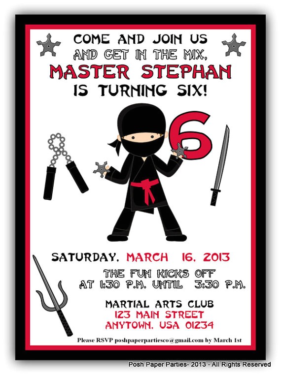 American Ninja Warrior Birthday Invitation Template Birthday Invitation Templates Ninja Birthday Invitations