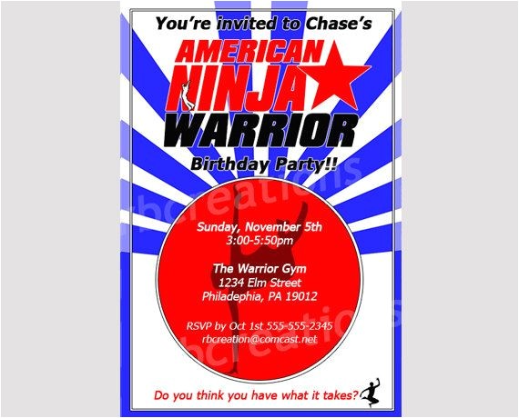 American Ninja Warrior Birthday Invitation Template Ninja Warrior Invitations Ninja Warrior Party Ninja