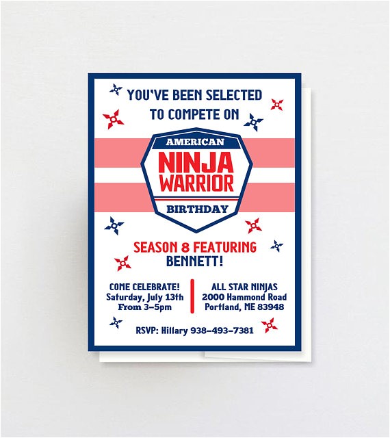 American Ninja Warrior Birthday Invitation Template Printable American Ninja Warrior Invitation Ninja Warrior
