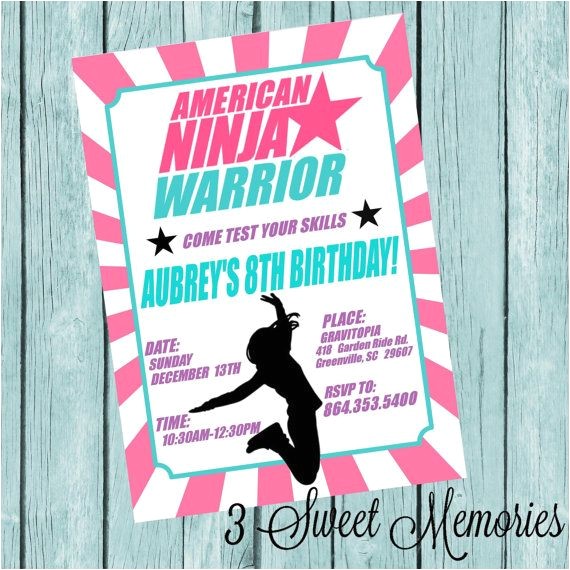American Ninja Warrior Birthday Invitations American Ninja Warrior Printable Invitation by