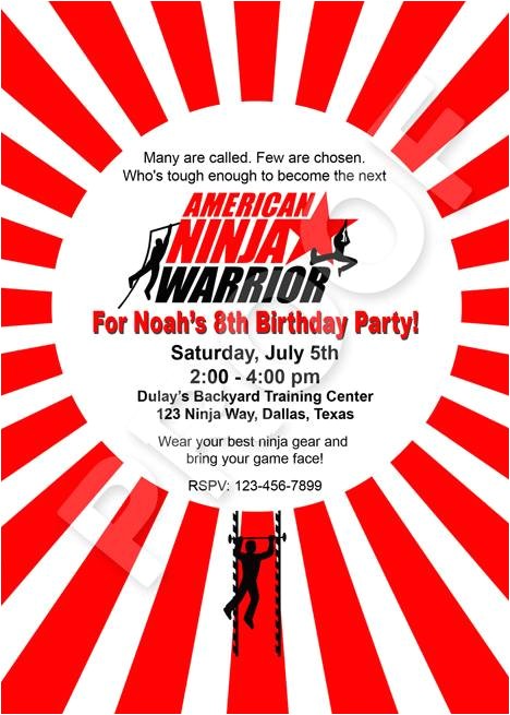 American Ninja Warrior Birthday Invitations Paper Perfection American Ninja Warrior Invitation