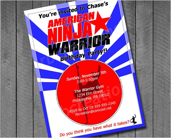 American Ninja Warrior Birthday Party Invitations American Ninja Warrior Birthday Party Invitations by