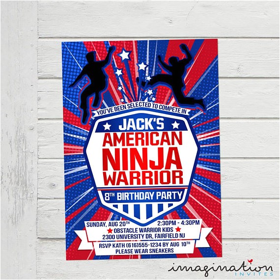 American Ninja Warrior Birthday Party Invitations American Ninja Warrior Invitation Anw Birthday Australian