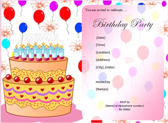 An Invitation Card for A Birthday Party Free Birthday Party Invitation Templates