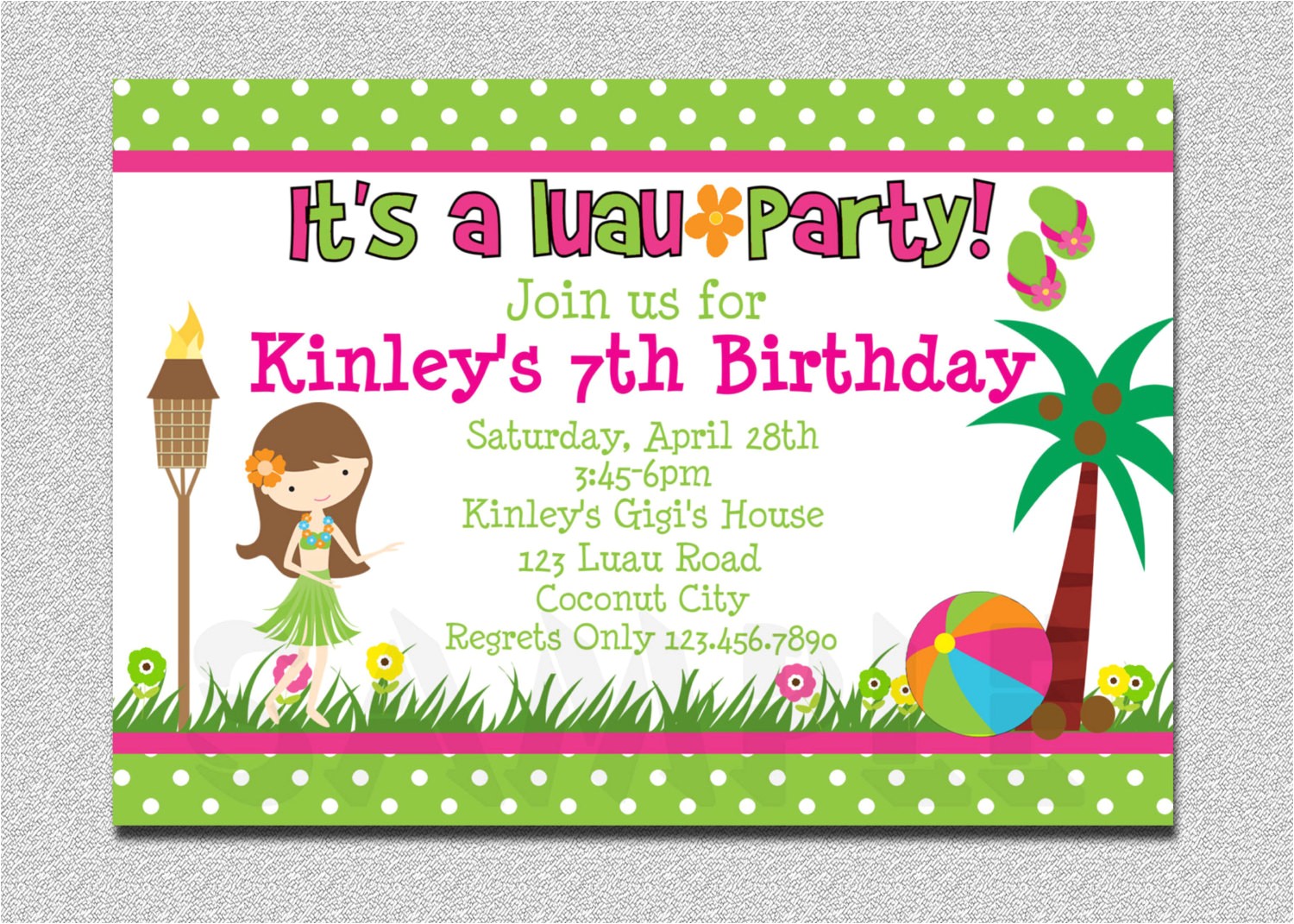 An Invitation for A Birthday Party Luau Birthday Invitation Luau Birthday Party Invitation