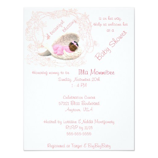 Angel Wings Baby Shower Invitations African Am Baby Girl Angel Wing Shower Invitation