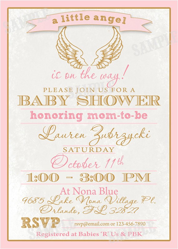 Angel Wings Baby Shower Invitations Angel Wings Baby Shower Invite Diy Digital by Modpoddesigns