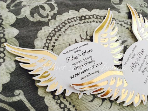Angel Wings Baby Shower Invitations Angel Wings Invitations Heaven Sent Baby by