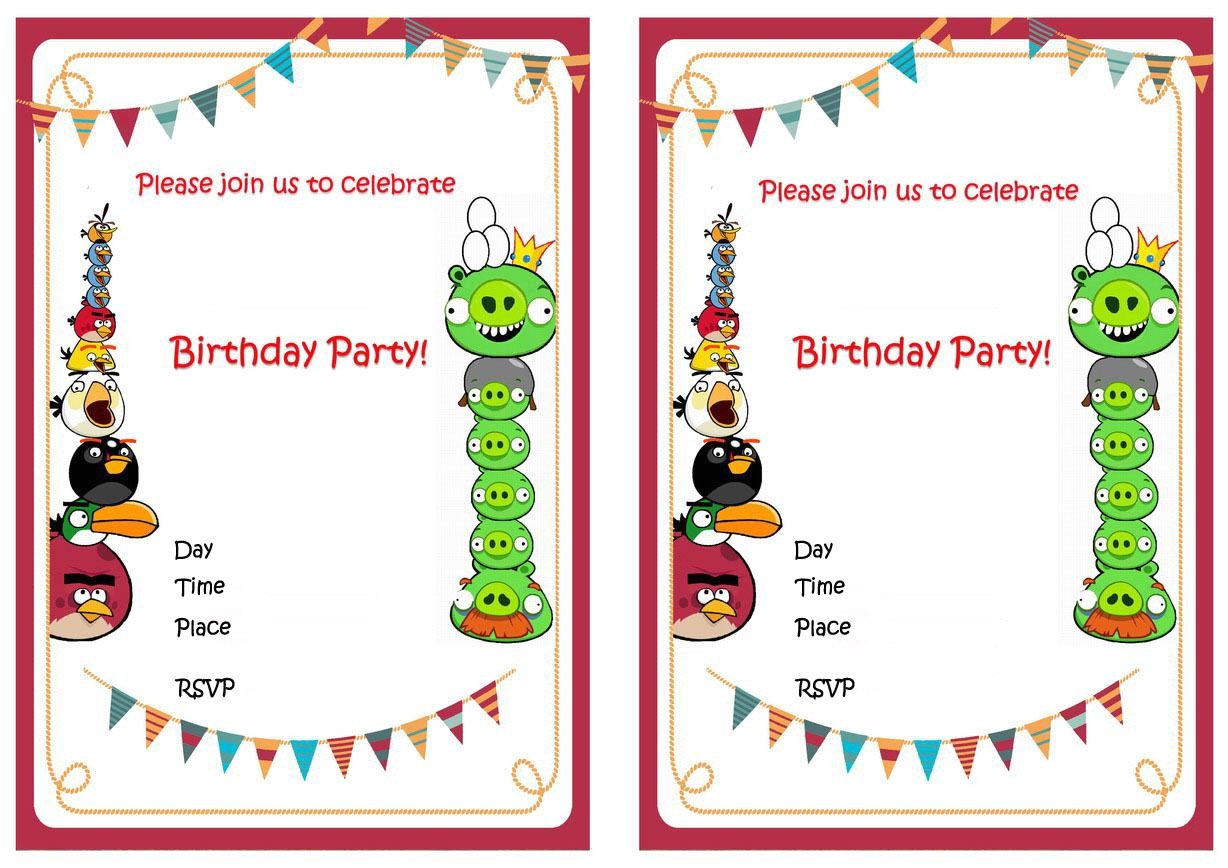Angry Birds Birthday Party Invitation Template Free Birthday Invitation Angry Birds Invitations Superb