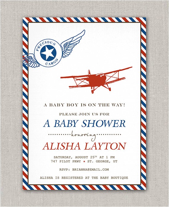Antique Airplane Baby Shower Invitations Precious Cargo Vintage Airplane Baby Shower by Announcingyou