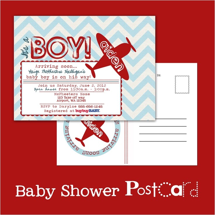 Antique Airplane Baby Shower Invitations Printable Postcard Vintage Airplane Baby Shower Invitation