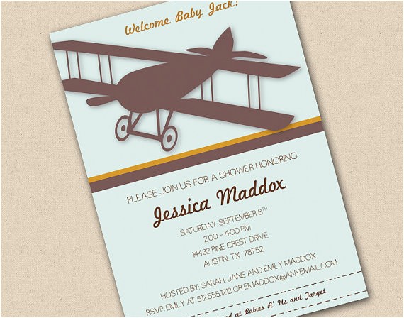 Antique Airplane Baby Shower Invitations Vintage Airplane Baby Shower Invitation by Freshlycutcards