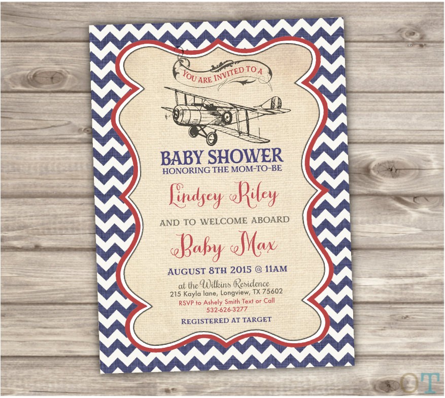 Antique Airplane Baby Shower Invitations Vintage Airplane Baby Shower Invitations Nv111