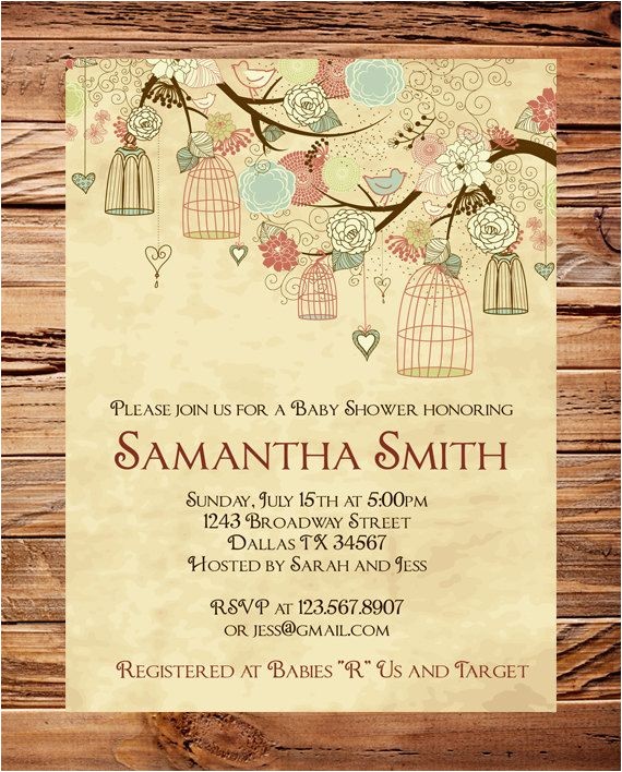 Antique Baby Shower Invitations Vintage Baby Shower Invitation Vintage Birdcages Baby