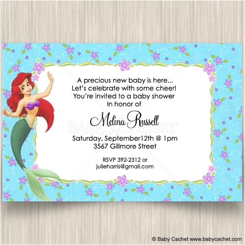 Ariel Baby Shower Invitations Little Mermaid Ariel Baby Shower Invitations