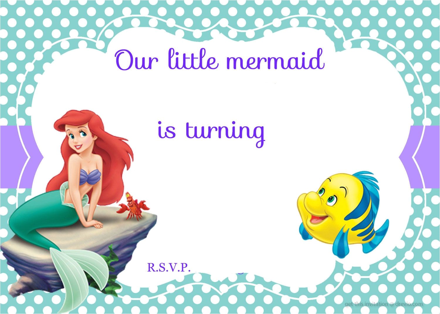 Ariel Birthday Invitations Printable Download Free Printable Ariel the Little Mermaid
