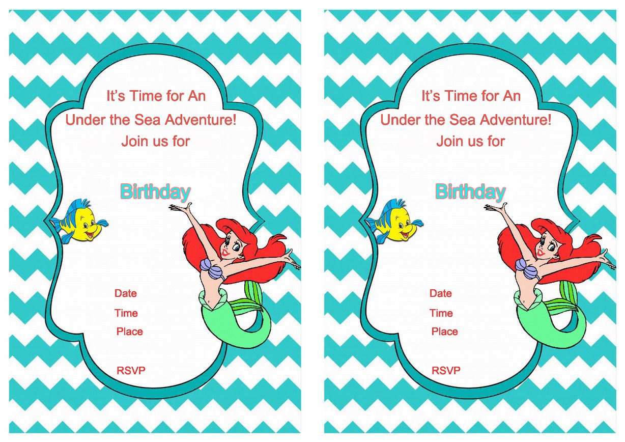 Ariel Birthday Invitations Printable Little Mermaid Birthday Invitations – Birthday Printable
