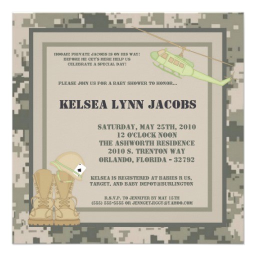 Army Camo Baby Shower Invitations 5×7 Baby Shower Invitation Army Camo Acu Print 5 25