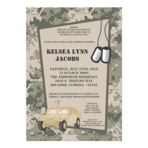 Army Camo Baby Shower Invitations 5×7 Baby Shower Invitation Army Camo Acu Print 5" X 7