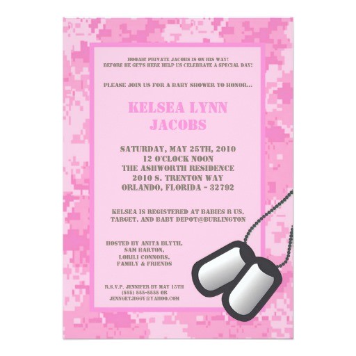 Army Camo Baby Shower Invitations 5×7 Pink Army Camo Acu Baby Shower Invitation